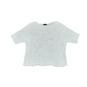 Lafayette 148 NY‎ White 100% Hemp Loose Open Knit Short Sleeve Sweater Top Large
